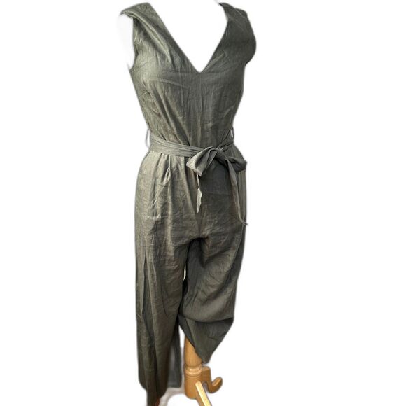 Vince Camuto Olive Green Sleeveless Jumpsuit - Women 4 - Picture 1 of 5